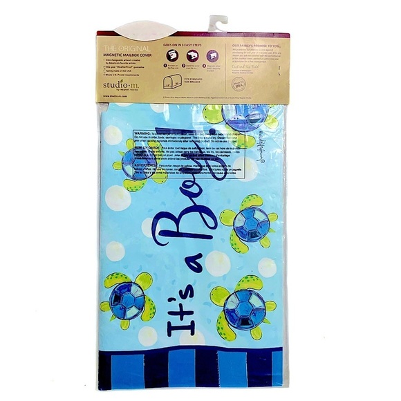 Magnet Works MailWrap Sea Turtle It's a Boy Mailbox Cover For Standard Mailboxes - Picture 3 of 12